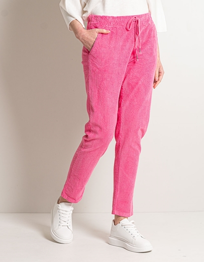 Εικόνα της Βαμβακερό κοτλέ παντελόνι με λάστιχο στη μέση Φούξια