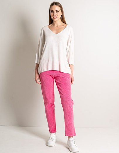 Εικόνα της Βαμβακερό κοτλέ παντελόνι με λάστιχο στη μέση Φούξια