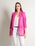Εικόνα από Leather look σακάκι με σούρες στα μανίκια Φούξια