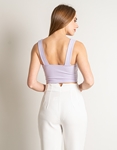 Εικόνα από Μονόχρωμο crop top με ραντάκι και V cut Λιλά