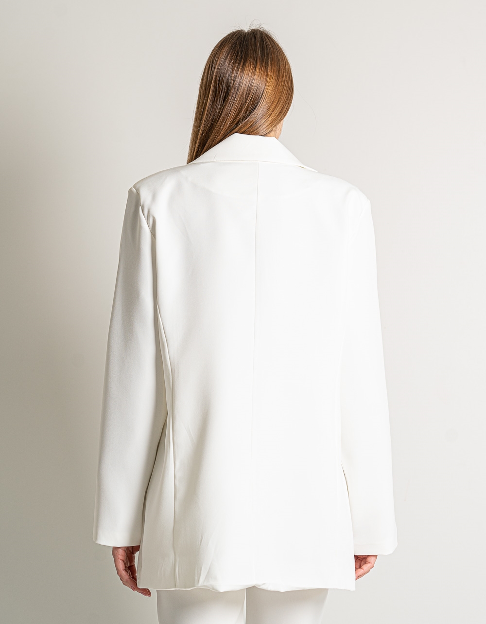 Εικόνα από Μονόχρωμο basic Oversized σακάκι με κουμπιά Λευκό