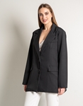 Εικόνα από Μονόχρωμο basic Oversized σακάκι με κουμπιά Μαύρο