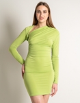 Εικόνα από Μίνι ελαστικό μονόχρωμο φόρεμα με σούρες Πράσινο