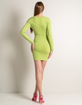 Εικόνα από Μίνι ελαστικό μονόχρωμο φόρεμα με σούρες Πράσινο
