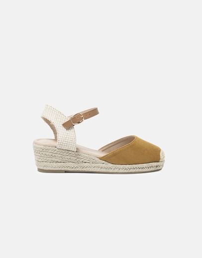 Εικόνα της Open heel suede εσπαντρίγιες με μπαρέτα Κάμελ