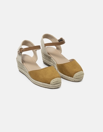 Εικόνα της Open heel suede εσπαντρίγιες με μπαρέτα Κάμελ