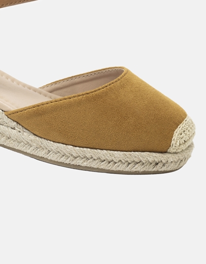 Εικόνα της Open heel suede εσπαντρίγιες με μπαρέτα Κάμελ