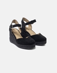 Εικόνα από Suede εσπαντρίγιες με μπαρέτα open heel Μαύρο