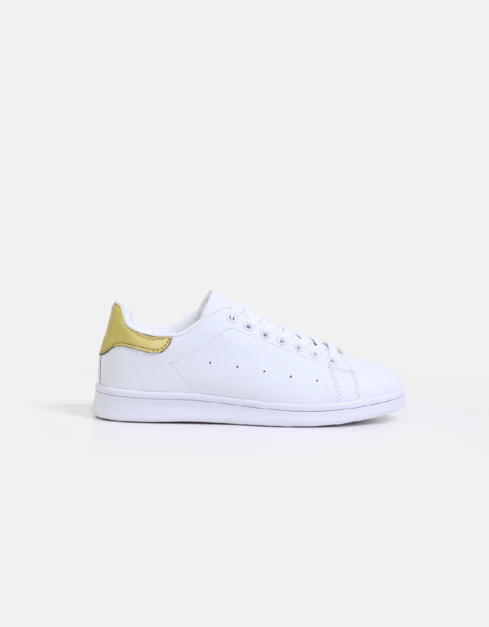 Εικόνα από Basic sneakers με κορδόνια και ελαστική σόλα Λευκό/Χρυσό