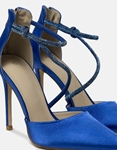 Εικόνα από Σατέν μυτερές γόβες με λεπτό τακούνι και strass Μπλε