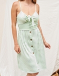 Εικόνα από Ριγέ μίνι φόρεμα με δέσιμο στο μπούστο Πράσινο