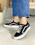 Εικόνα από Υφασμάτινα sneakers με λεπτομέρεια δερματίνης Μαύρο