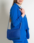 Εικόνα από Υφασμάτινη τσάντα ώμου διακοσμημένη με strass Μπλε