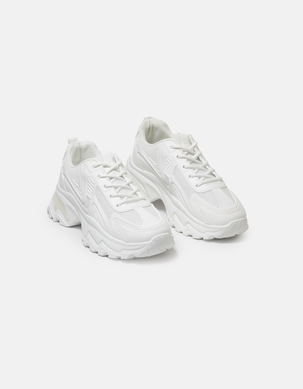 Εικόνα από Sneakers μονόχρωμα με διπλή chunky σόλα Λευκό