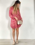 Εικόνα από Κρουαζέ μίνι φόρεμα με print και ζωνάκι Μπεζ