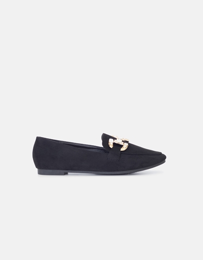 Εικόνα της Loafers suede με πετράδια στην αγκράφα Μαύρο