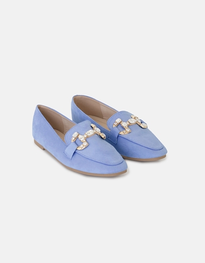 Εικόνα της Loafers suede με πετράδια στην αγκράφα Σιέλ