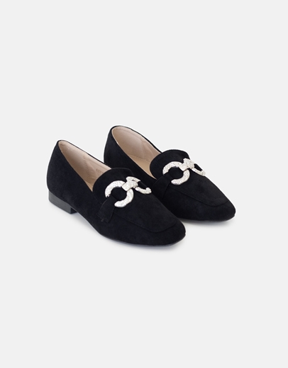 Εικόνα της Loafers με αγκράφα διακοσμημένη με πετράδια Μαύρο