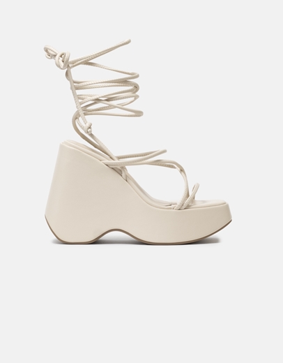 Εικόνα της Πλατφόρμες μονόχρωμες με δέσιμο στο πόδι Μπεζ