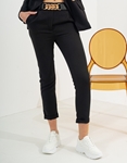 Εικόνα από Υφασμάτινο παντελόνι με ρεβέρ και ελαστική ζώνη Μαύρο