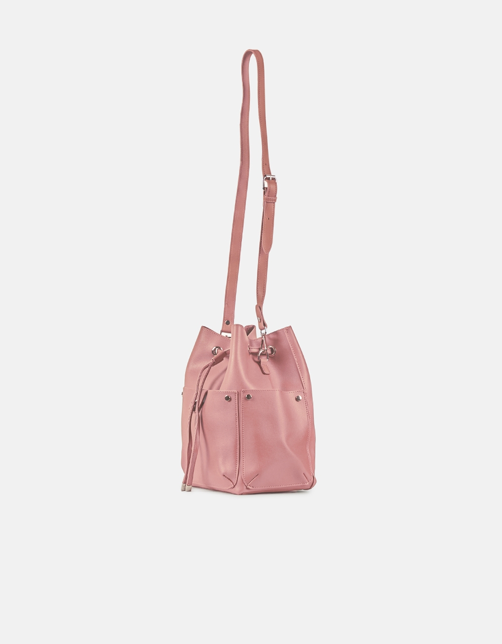 Εικόνα από Μονόχρωμη τσάντα ώμου πουγκί Ροζ