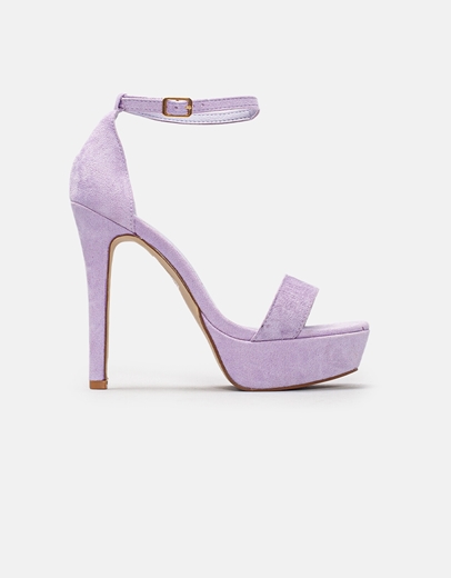 Εικόνα της Γυναικεία suede πέδιλα με φιάπα και μπαρέτα Λιλά