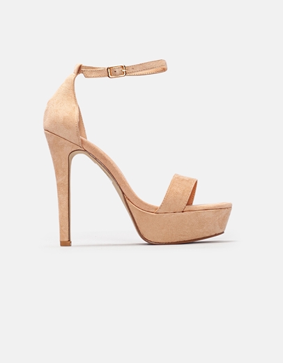 Εικόνα της Γυναικεία suede πέδιλα με φιάπα και μπαρέτα Μπεζ