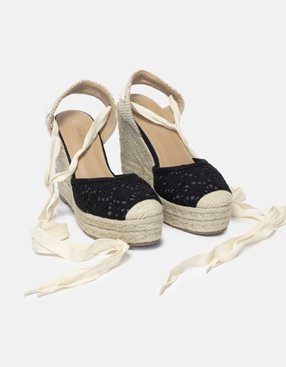 Εικόνα της Open heel εσπαντρίγιες με πλεκτό σχέδιο Μαύρο