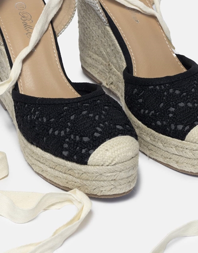 Εικόνα της Open heel εσπαντρίγιες με πλεκτό σχέδιο Μαύρο