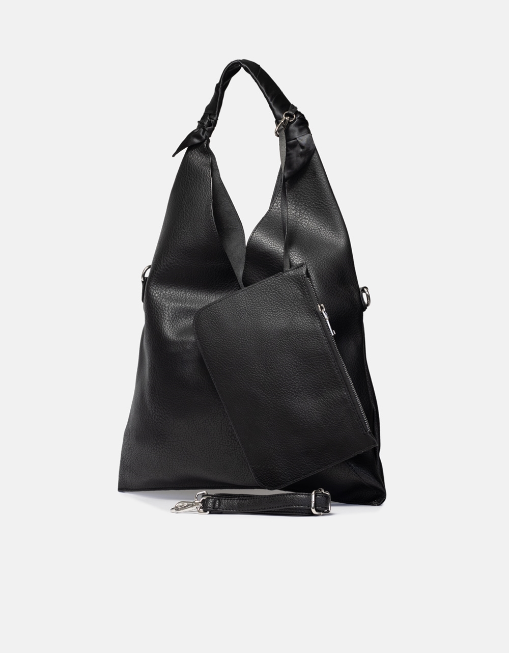 Εικόνα από Μονόχρωμη τσάντα χειρός με πορτοφολάκι Μαύρο