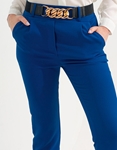 Εικόνα από Υφασμάτινο παντελόνι με ρεβέρ και ελαστική ζώνη Μπλε