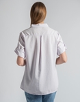 Εικόνα από Κοντομάνικο ριγέ πουκάμισο με μάο γιακά Λιλά