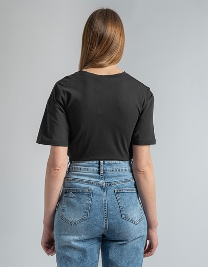 Εικόνα της Βαμβακερό t-shirt με σχέδιο από strass Μαύρο