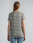 Εικόνα από Κοντομάνικη μπλούζα με ρίγες και V λαιμόκοψη Χακί