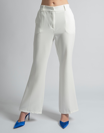 Εικόνα της Σετ μονόχρωμο σακάκι και flared παντελόνι Λευκό