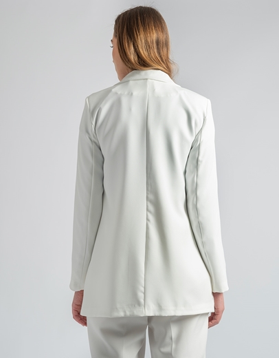 Εικόνα της Σετ μονόχρωμο σακάκι και flared παντελόνι Λευκό