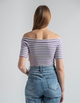 Εικόνα από Off shoulders top με ρίγες σε ριπ ύφανση Λιλά