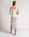 Εικόνα από Μονόχρωμο midi φόρεμα αμάνικο με σκίσιμο Λευκό