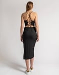 Εικόνα από Σετ ριπ midi φούστα με σκίσμο και crop top Μαύρο