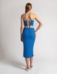 Εικόνα από Σετ ριπ midi φούστα με σκίσμο και crop top Μπλε