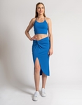 Εικόνα από Σετ ριπ midi φούστα με σκίσμο και crop top Μπλε