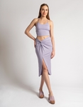 Εικόνα από Σετ ριπ midi φούστα με σκίσμο και crop top Λιλά