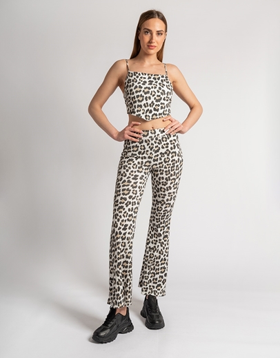Εικόνα της Σετ ρούχων με crop top και flared παντελόνι Λεοπάρ