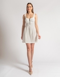 Εικόνα από Μονόχρωμο mini φόρεμα εβαζέ με φερμουάρ Λευκό