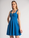 Εικόνα από Μονόχρωμο mini φόρεμα εβαζέ με φερμουάρ Μπλε