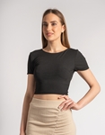 Εικόνα από Ριπ crop top με χιαστί σχέδιο στην πλάτη Μαύρο