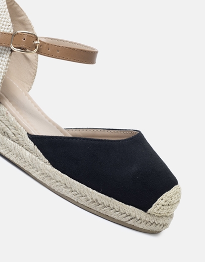 Εικόνα της Open heel suede εσπαντρίγιες με μπαρέτα Μαύρο