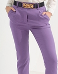 Εικόνα από Υφασμάτινο παντελόνι με ρεβέρ και ελαστική ζώνη Λιλά