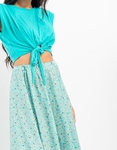 Εικόνα από Crop top με βάτες και δέσιμο στη μέση Τιρκουάζ