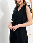 Εικόνα από Maxi πλισέ φόρεμα με βολάν Μαύρο